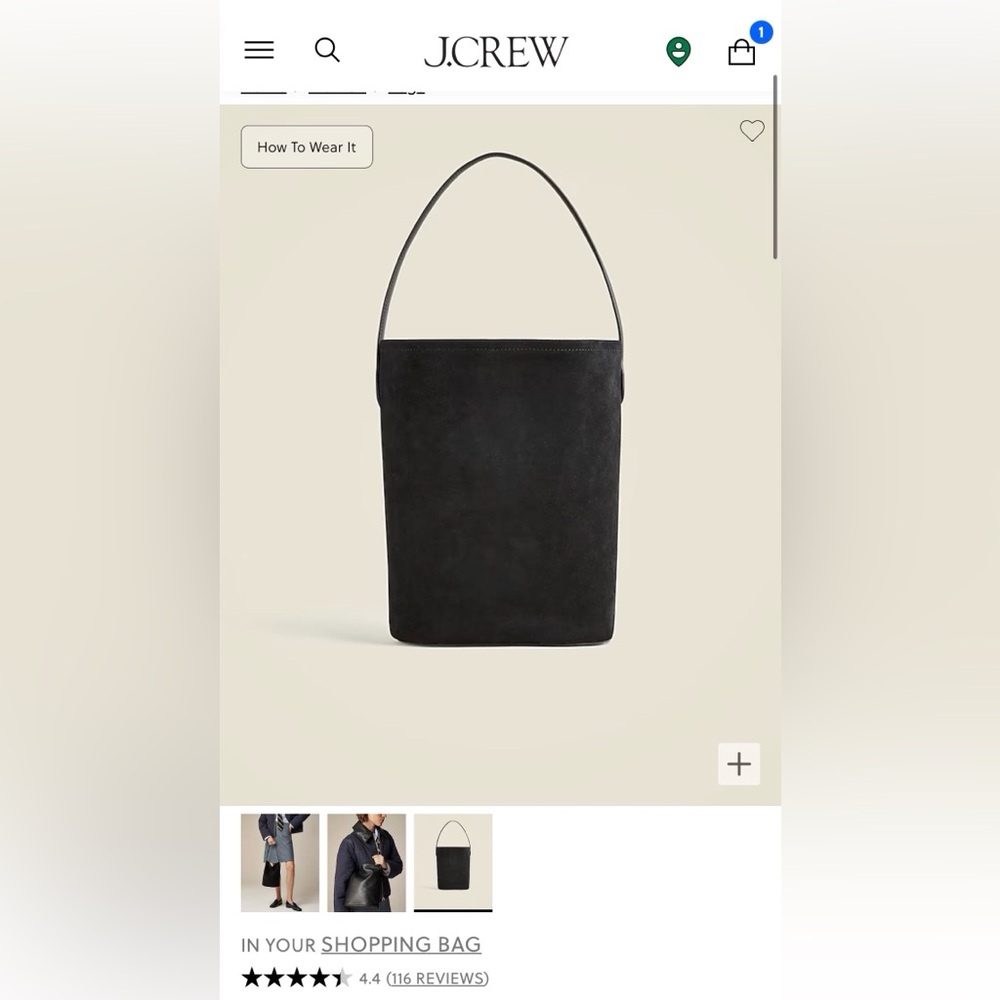 New  J. Crew Berkeley bucket bag in leather and suede